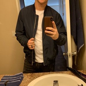 Topman Navy Blue bomber Jacket